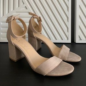 Chinese Laundry Suede Nude Block Heels size 7.5